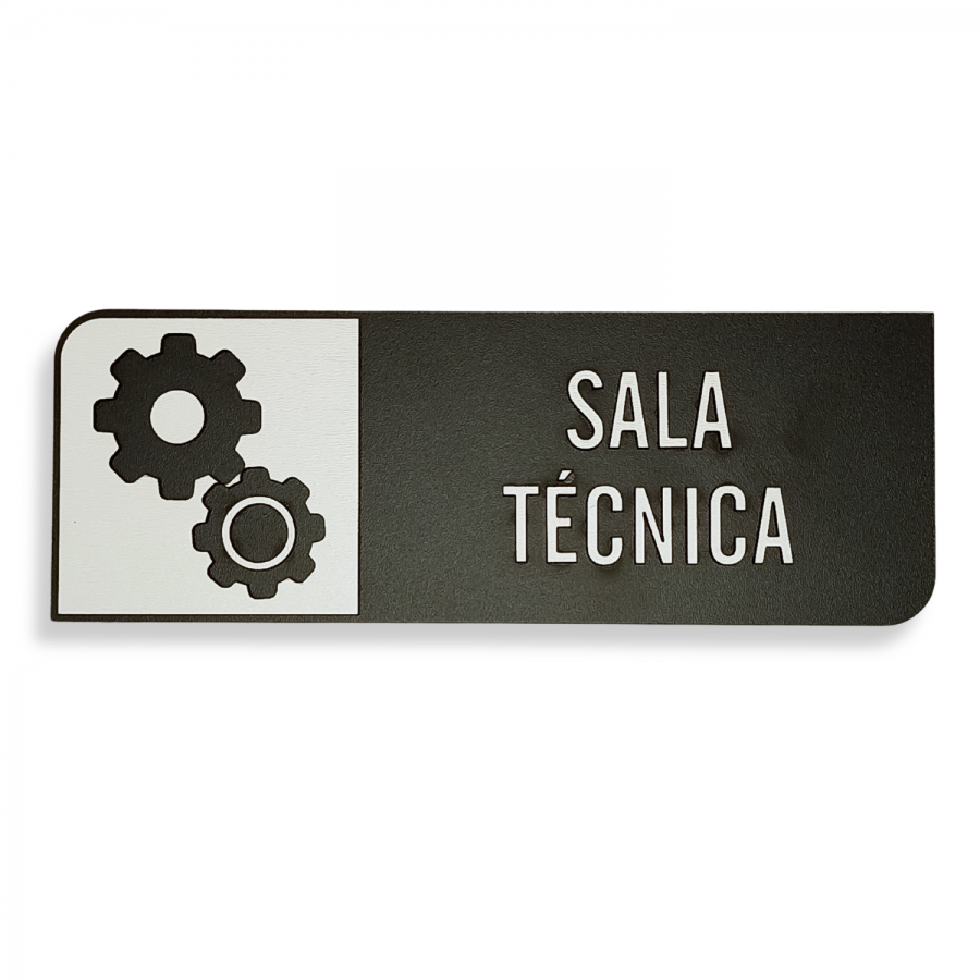 Placa de Sinalização Indicativa em MDF Efeito 3D - Sala Técnica